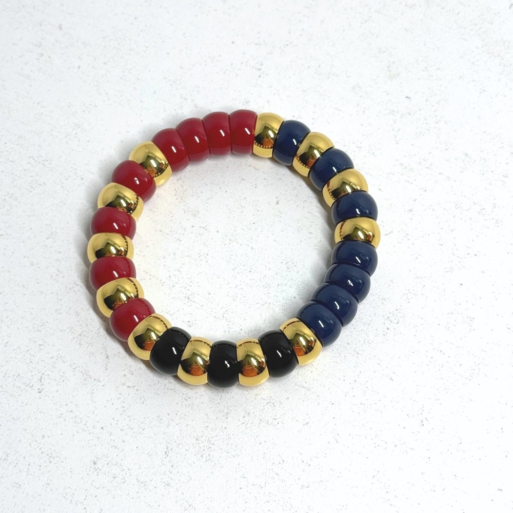 Tuckernuck Nautical Claret Beaded Bradley Bracelet Red Navy Gold NEW‎ - Picture 3 of 5